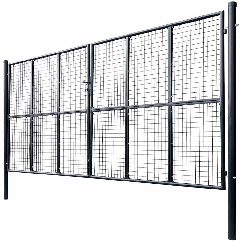 vidaXL Mesh Garden Gate Galvanized Steel 400 x 175 cm Grey