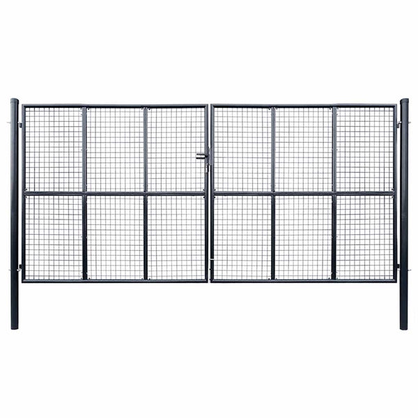 vidaXL Mesh Garden Gate Galvanized Steel 400 x 200 cm Grey