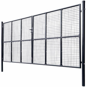 vidaXL Mesh Garden Gate Galvanized Steel 400 x 200 cm Grey