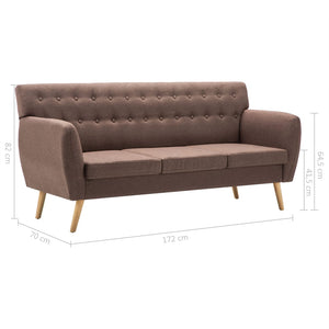 vidaXL 3-Seater Sofa Fabric 172x70x82 cm Brown
