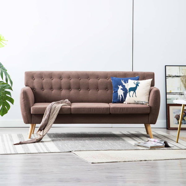 vidaXL 3-Seater Sofa Fabric 172x70x82 cm Brown