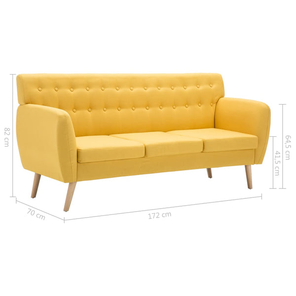 vidaXL 3-Seater Sofa Fabric 172x70x82 cm Yellow