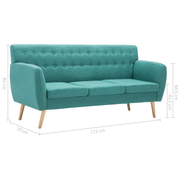 vidaXL 3-Seater Sofa Fabric 172x70x82 cm Green
