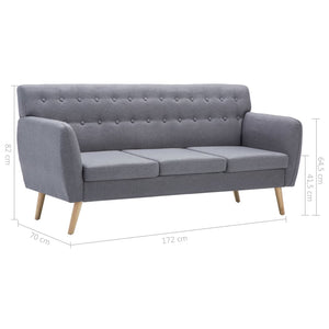 vidaXL 3-Seater Sofa Fabric 172x70x82 cm Light Grey
