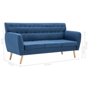 vidaXL 3-Seater Sofa Fabric 172x70x82 cm Blue