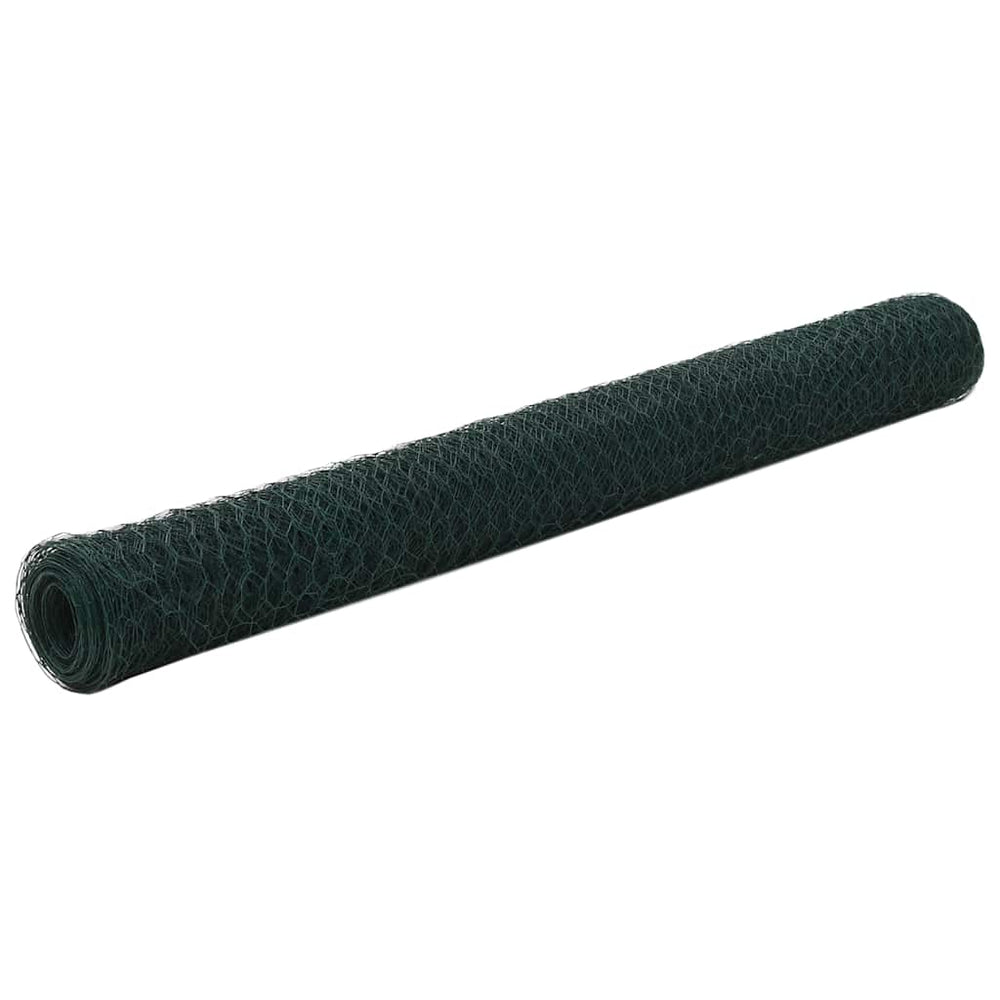 vidaXL Wire Mesh Fence Steel with PVC Coating 25x1.2 m Green