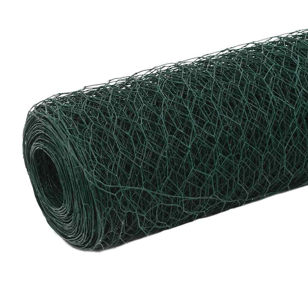 vidaXL Wire Mesh Fence Steel with PVC Coating 25x1.2 m Green
