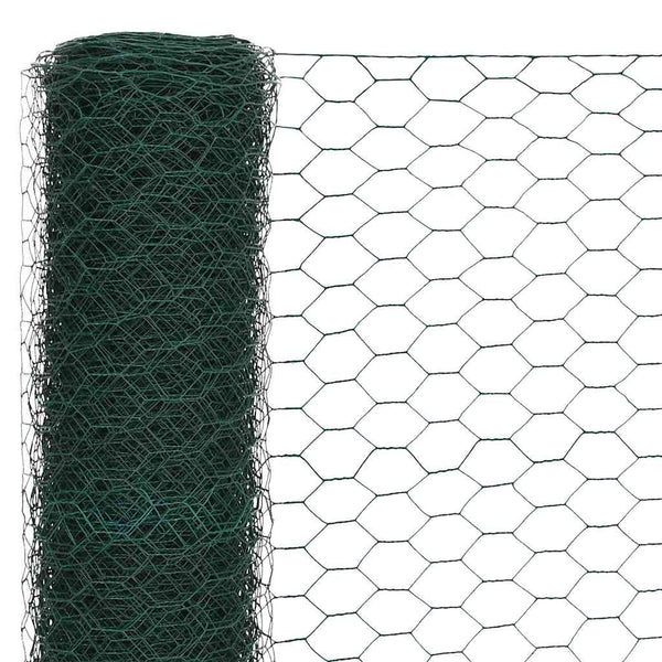 vidaXL Wire Mesh Fence Steel with PVC Coating 25x1.2 m Green
