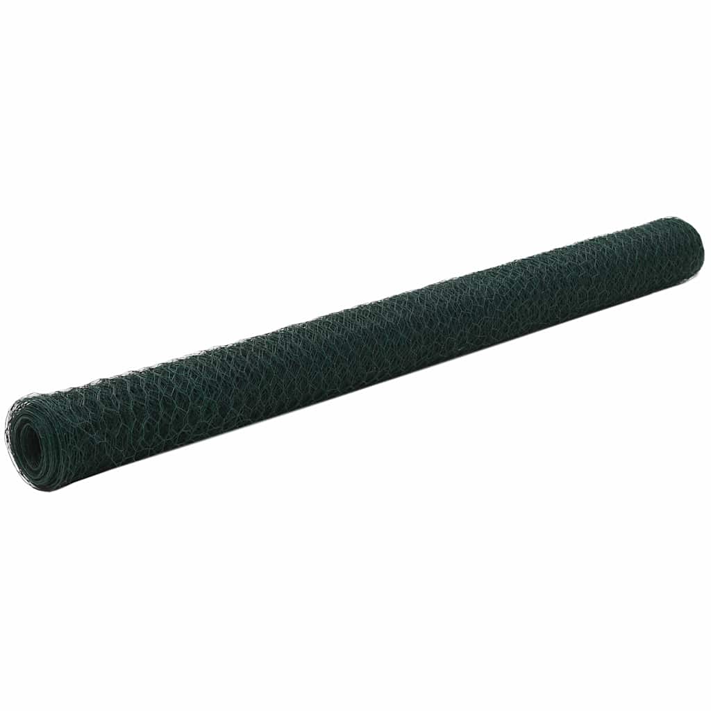 vidaXL Wire Fence Steel with PVC Coating 25x1.5 m Green
