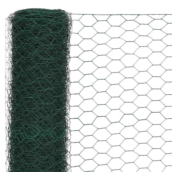 vidaXL Wire Fence Steel with PVC Coating 25x1.5 m Green