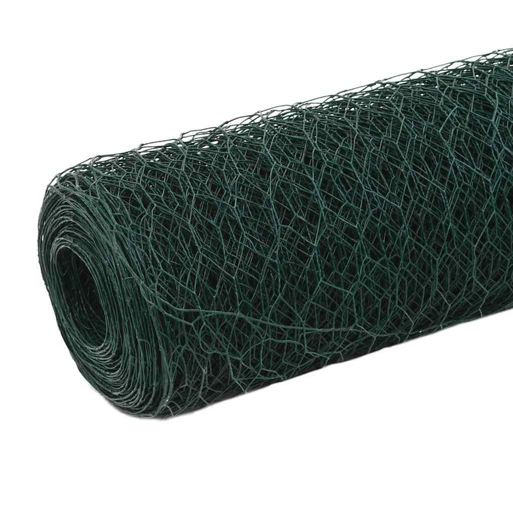 vidaXL Wire Mesh Fence Steel with PVC Coating 25x1.2 m Green