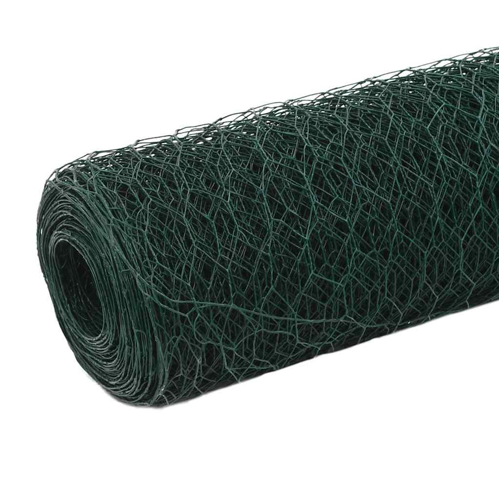 vidaXL Wire Fence Steel with PVC Coating 25x1.5 m Green
