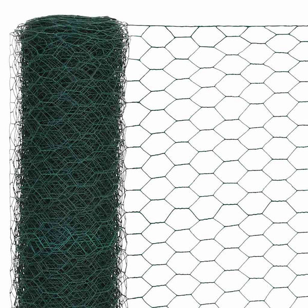 vidaXL Wire Fence Steel with PVC Coating 25x1.5 m Green