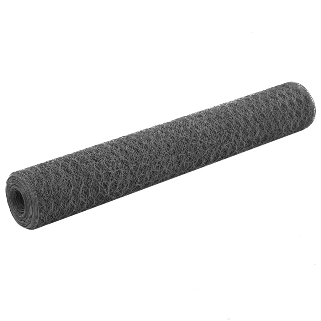 vidaXL Wire Mesh Fence Steel with PVC Coating 25x1 m Grey