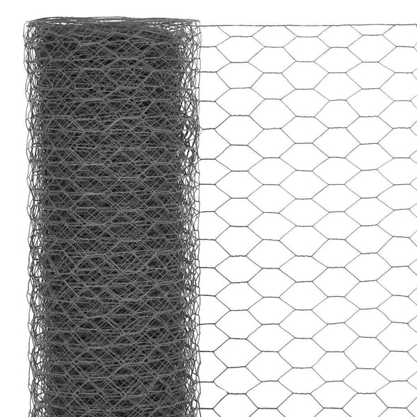 vidaXL Wire Fence Steel with PVC Coating 25x1.2 m Grey