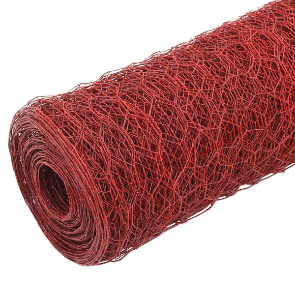 vidaXL Wire Mesh Fence Steel with PVC Coating 25x1 m Red