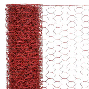 vidaXL Wire Mesh Fence Steel with PVC Coating 25x1 m Red