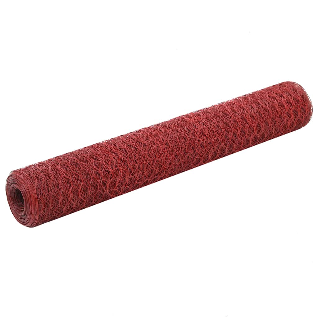 vidaXL Wire Mesh Fence Steel with PVC Coating 25x1 m Red