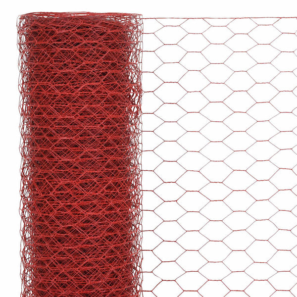 vidaXL Wire Mesh Fence Steel with PVC Coating 25x1 m Red