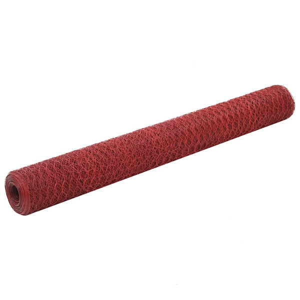 vidaXL Wire Fence Steel with PVC Coating 25x1.2 m Red