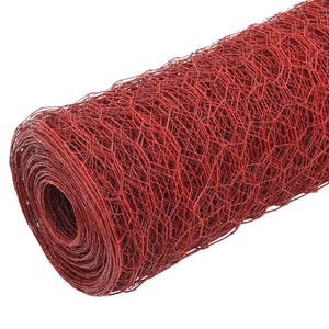 vidaXL Wire Fence Steel with PVC Coating 25x1.2 m Red