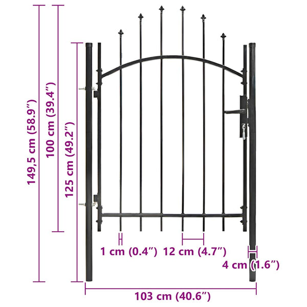 vidaXL Garden Gate Woerden Steel 1x1 m Black