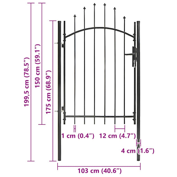 vidaXL Garden Gate Woerden Steel 1x1.5 m Black