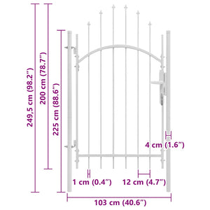 vidaXL Garden Gate Woerden Steel 1x2.45 m White