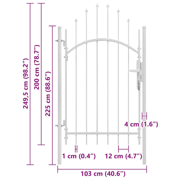 vidaXL Garden Gate Woerden Steel 1x2.45 m White