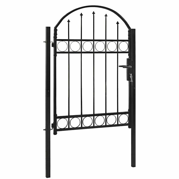 vidaXL Garden Gate ASSEN with Arched Top Steel 102 x 125 cm Black