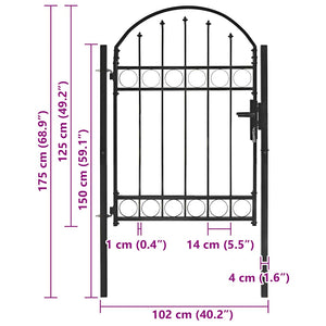 vidaXL Garden Gate ASSEN with Arched Top Steel 102 x 125 cm Black