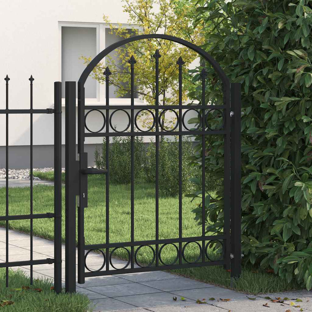 vidaXL Garden Gate ASSEN with Arched Top Steel 102 x 125 cm Black