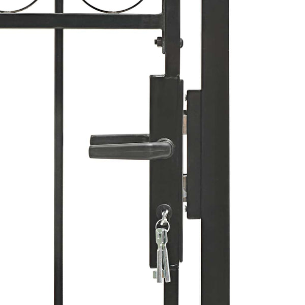 vidaXL Garden Gate ASSEN with Arched Top Steel 102 x 175 cm Black
