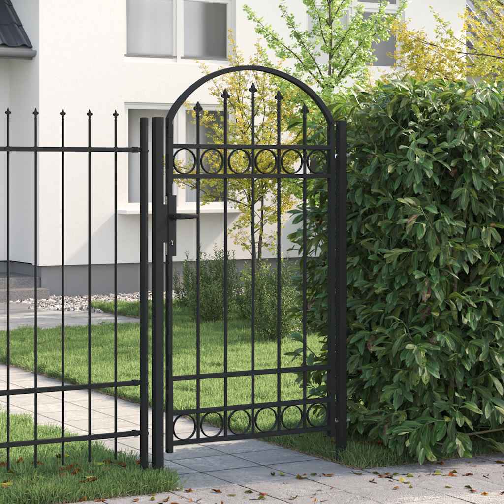 vidaXL Garden Gate ASSEN with Arched Top Steel 102 x 175 cm Black