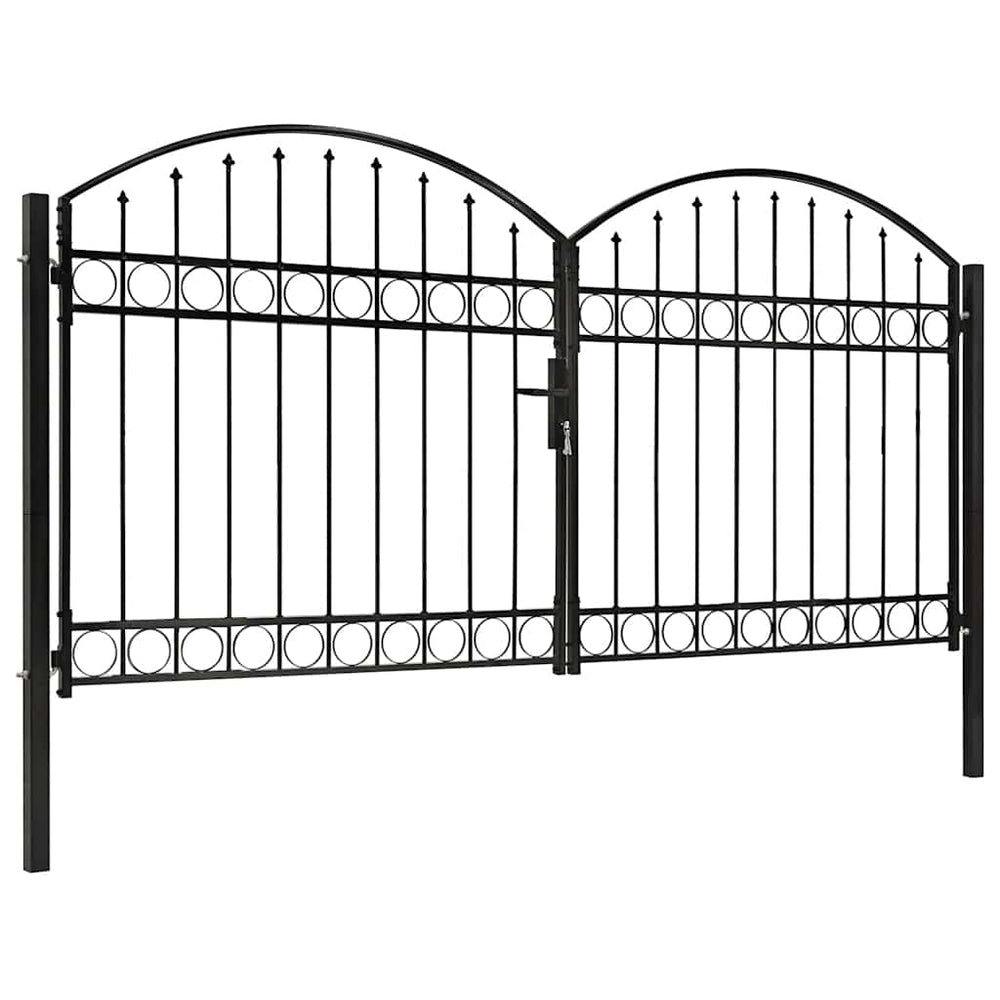 vidaXL ASSEN Double Gate with Arched Top Steel 300 x 125 cm