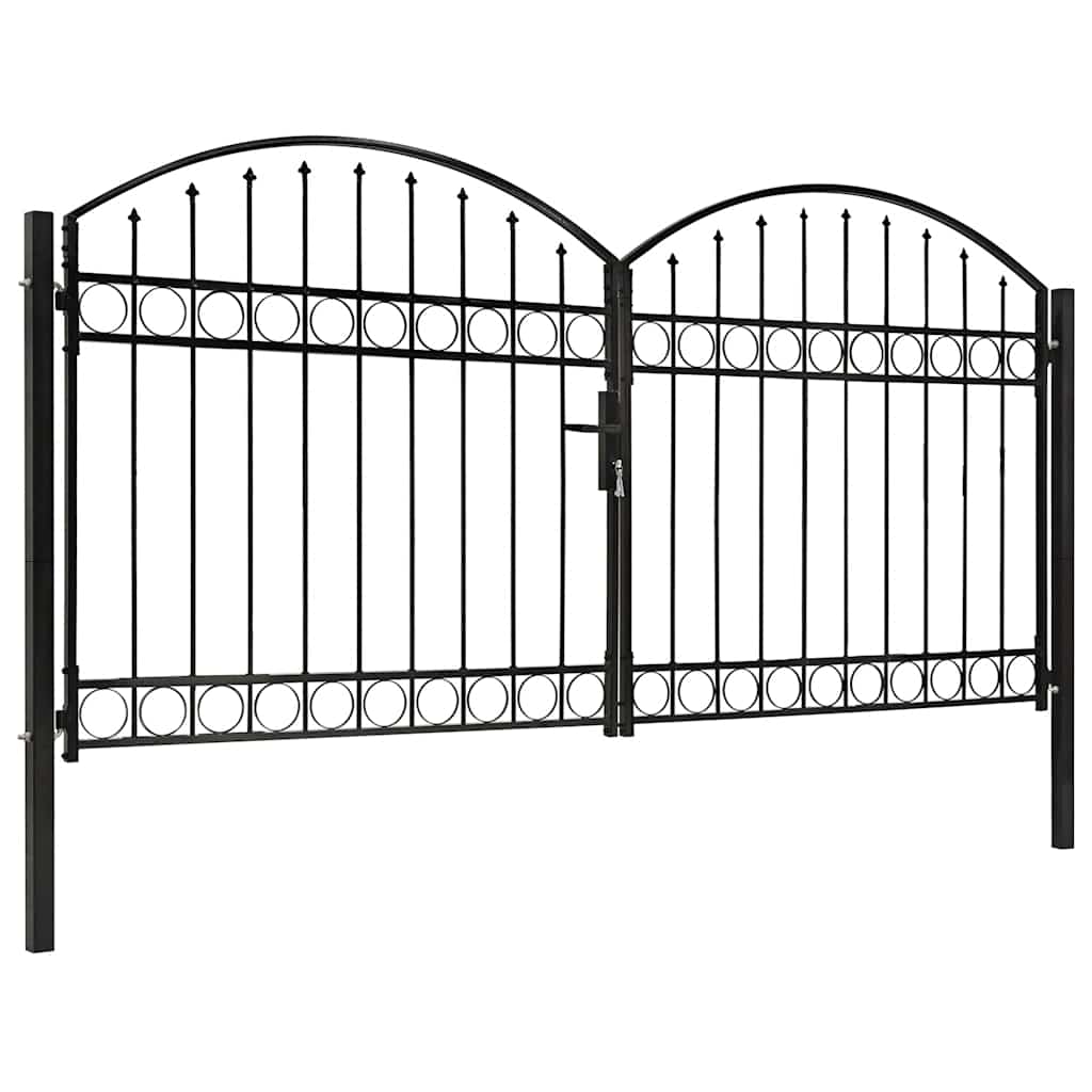 vidaXL ASSEN Double Gate with Arched Top Steel 300 x 125 cm