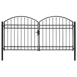 vidaXL ASSEN Double Gate with Arched Top Steel 300 x 125 cm