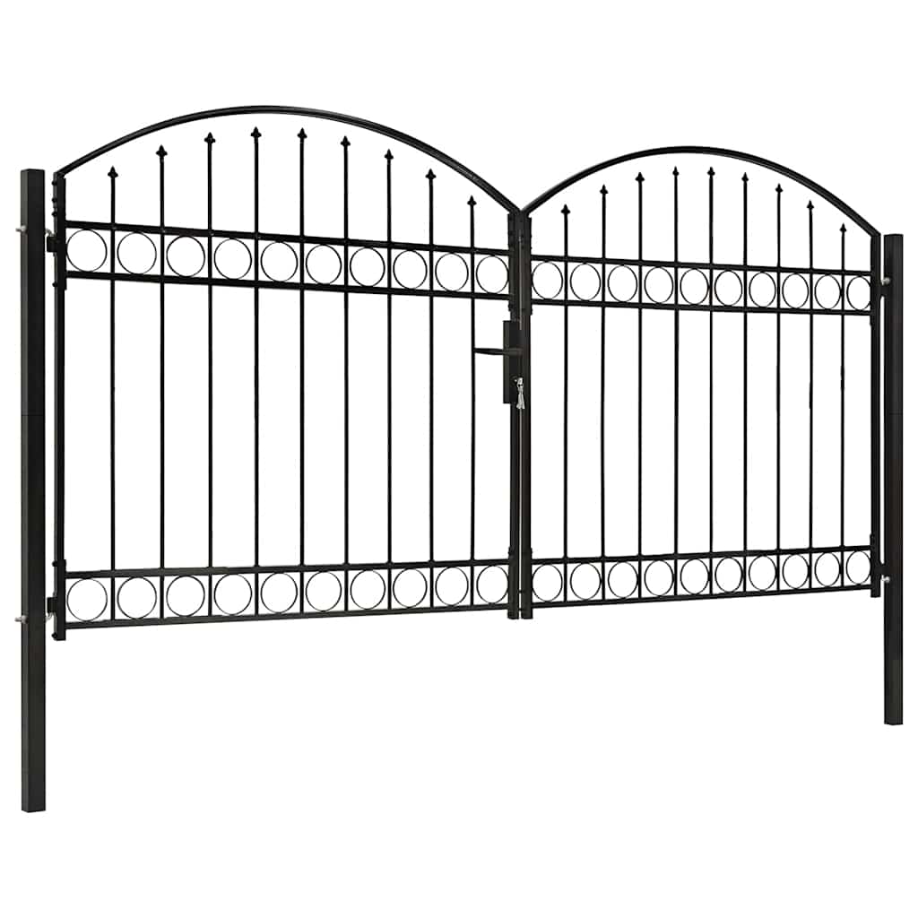vidaXL Garden Gate ASSEN Double Door with Arched Top Steel 300 x 150 cm