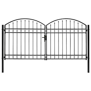 vidaXL Garden Gate ASSEN Double Door with Arched Top Steel 300 x 150 cm