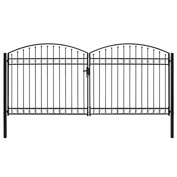 vidaXL Fence Gate ASSEN Double Gate with Arch Top Steel 400 x 200 cm
