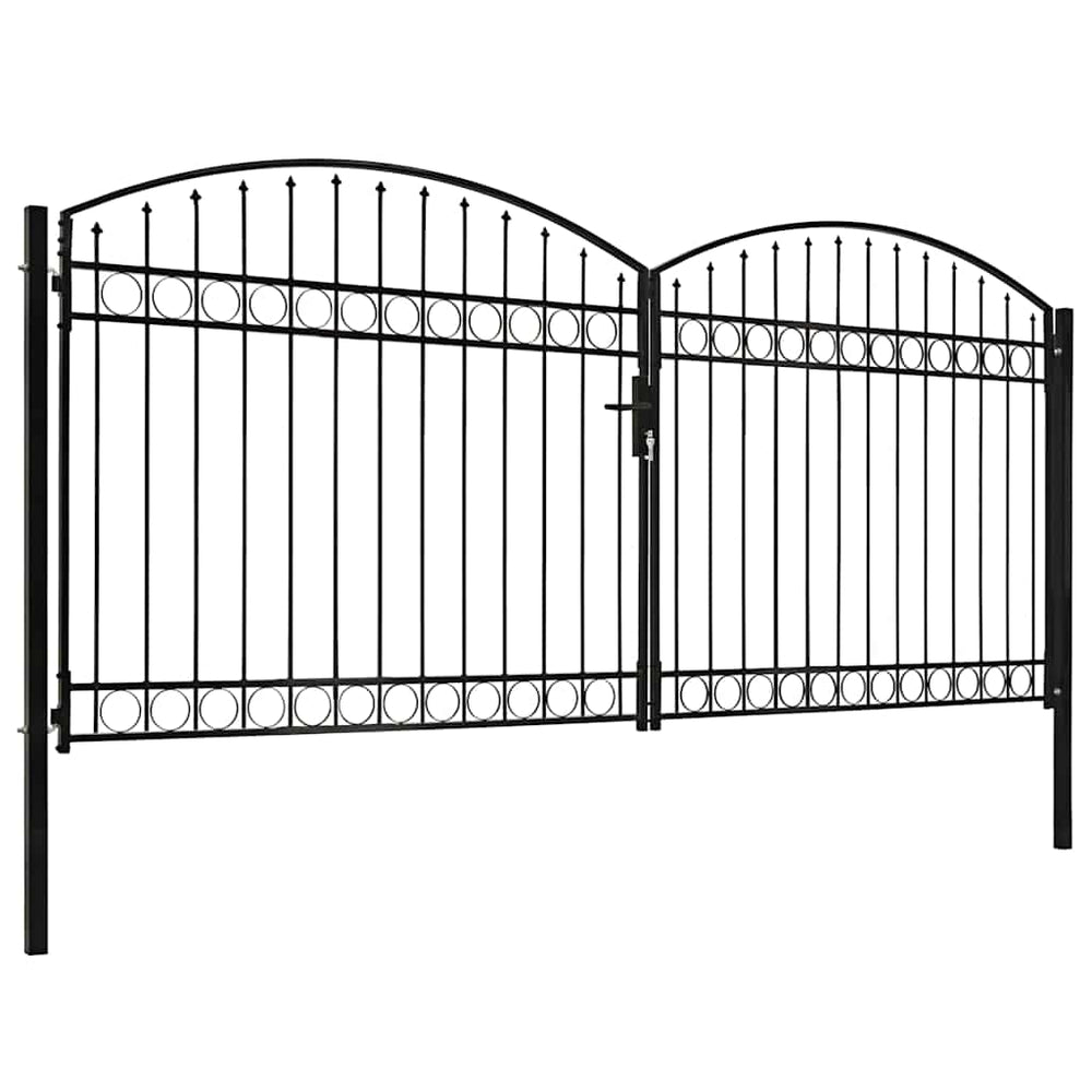 vidaXL Fence Gate ASSEN Double Gate with Arch Top Steel 400 x 200 cm