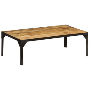 vidaXL Coffee Table Rough Solid Mango Wood and Steel 110 cm