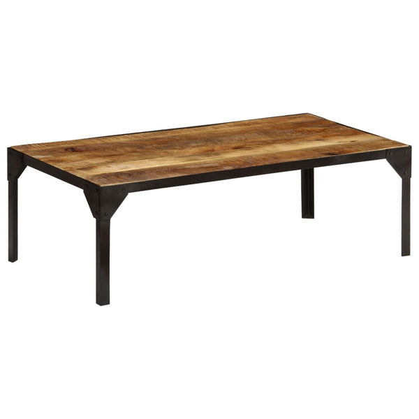 vidaXL Coffee Table Rough Solid Mango Wood and Steel 110 cm