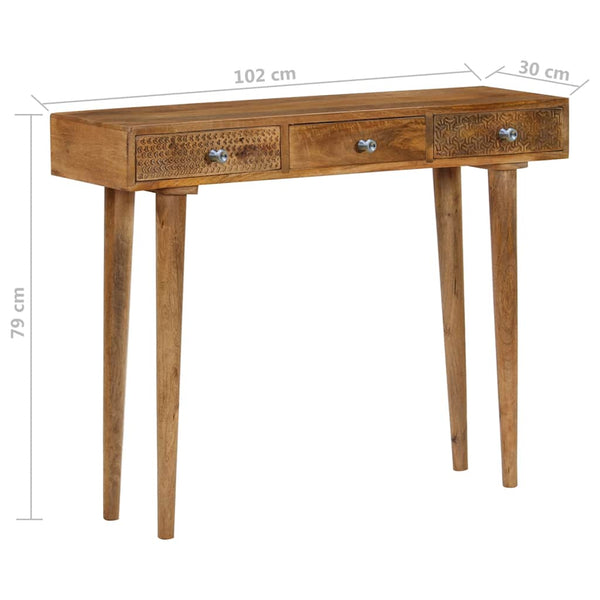 vidaXL Console Table Solid Mango Wood 102 x 30 x 79 cm