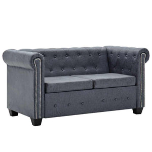 vidaXL Chesterfield 2-Seater Sofa Faux Suede Grey