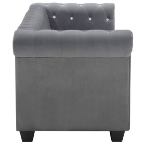 vidaXL Chesterfield 3-Seater Sofa Velvet Upholstery 199x75x72 cm Grey