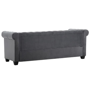 vidaXL Chesterfield 3-Seater Sofa Velvet Upholstery 199x75x72 cm Grey