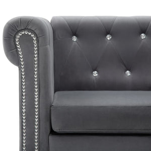 vidaXL Chesterfield 3-Seater Sofa Velvet Upholstery 199x75x72 cm Grey