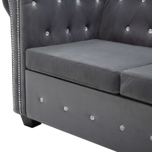 vidaXL Chesterfield 3-Seater Sofa Velvet Upholstery 199x75x72 cm Grey