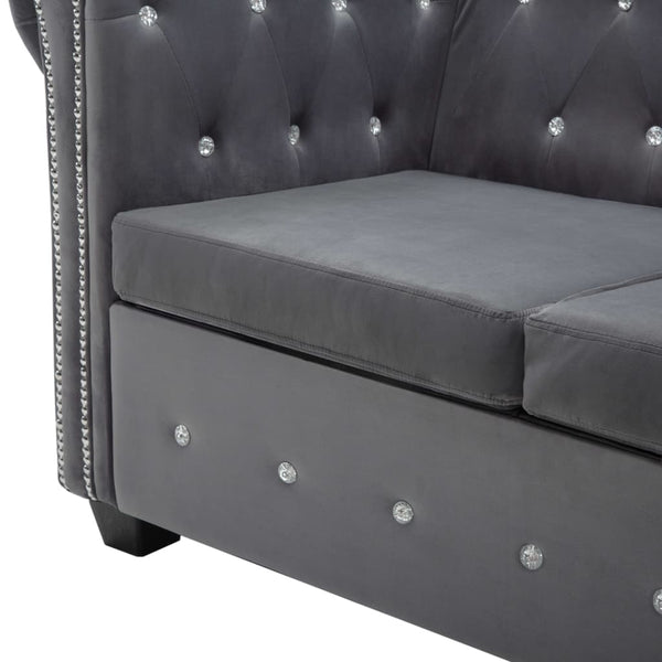 vidaXL Chesterfield 3-Seater Sofa Velvet Upholstery 199x75x72 cm Grey